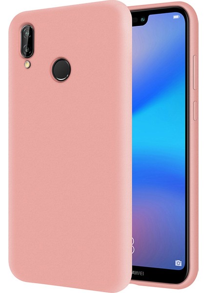 Huawei P20 Lite İçi Kadife Soft Silikon Kılıf - Pembe