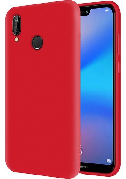 Huawei P20 Lite İçi Kadife Soft Silikon Kılıf - Kırmızı