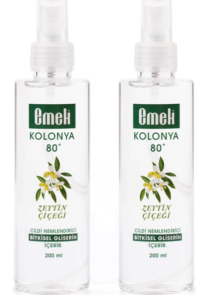 Gliserinli Kolonya Zeytin Çiçeği 2 Adet 200 ml Sprey