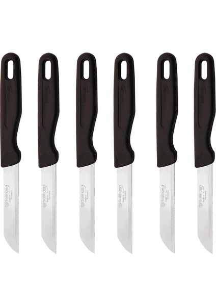Delik Saplı Meyve Bıçağı 6'lı Takım-Siyah