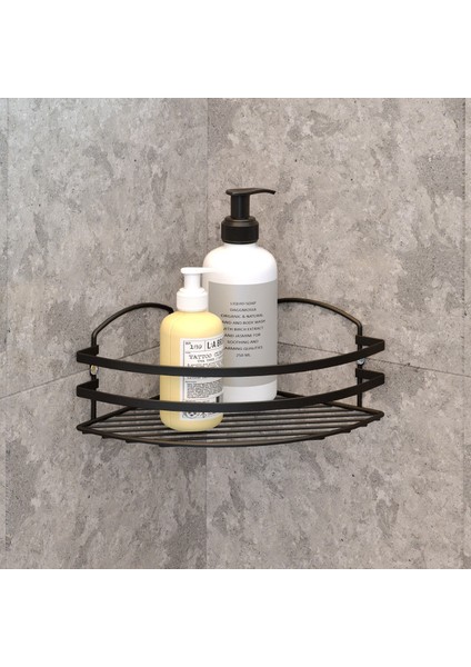 Tek Katlı Banyo Köşe Rafı Mat Siyah Lm007