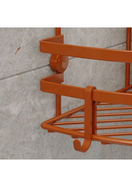 Tek Katlı Banyo Köşe Rafı Kancalı Bakır Lm007H