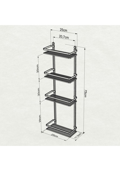 4 Katlı Banyo Rafı Altın Es060 modelleri