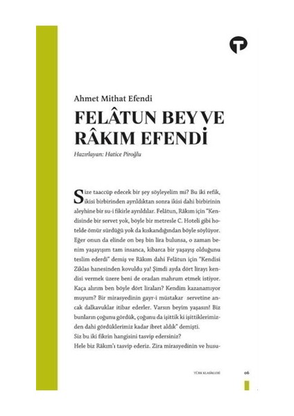 Felatun Bey ve Rakım Efendi - Ahmet Mithat