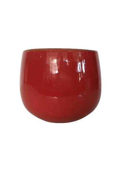 Armenbotanik Kırmızı Renk Sırlı El Yapımı Toprak Saksı 9 x 9 cm