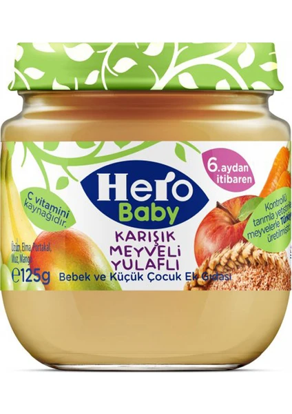 Hero Baby  Karışık Meyveli Tahıllı Bebek Maması 125 gr - 12'li