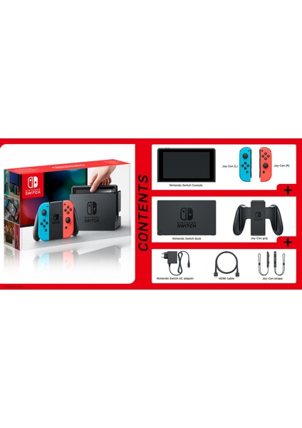 Switch Konsol Neon Red Blue Joy / Con - Yeni V2 Model