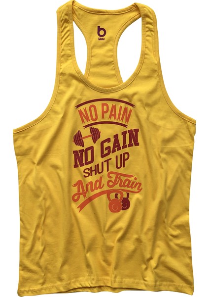 Fitness Gym Tank Top Sporcu Atleti Shut Up Sarı