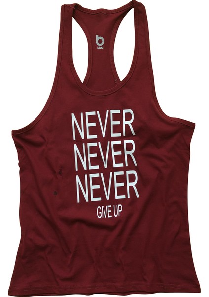 Fitness Gym Tank Top Sporcu Atleti Never Never Bordo