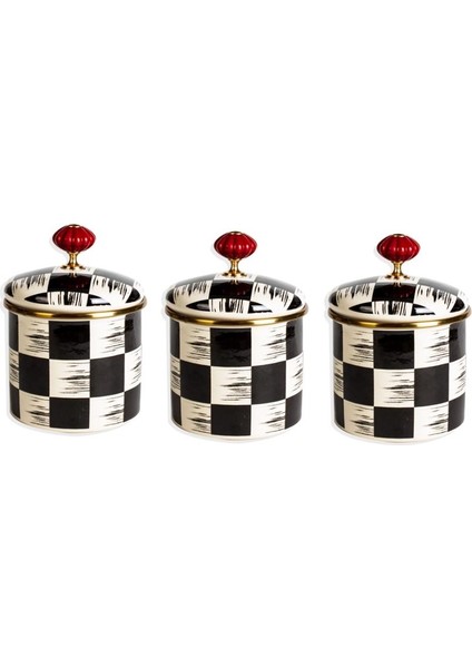 Mackenzie 12 cm Krem-Siyah Emaye 3'lü Baharatlık EMY-120