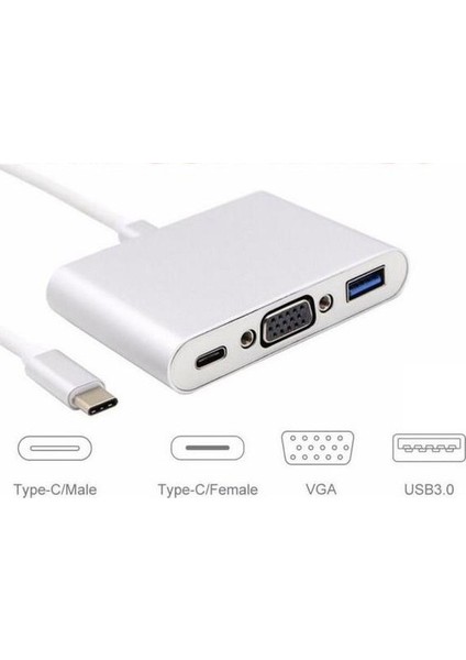 Type-C USB 3.1 HDMI 4K VGA DVI Dönüştürücü Adaptör