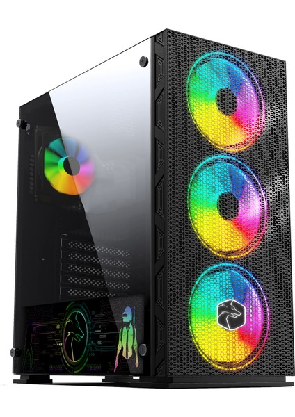 Glaxy Kumandalı RGB 3 x 140 mm - 1 x 120 mm Fan Oyuncu Bilgisayar Kasası