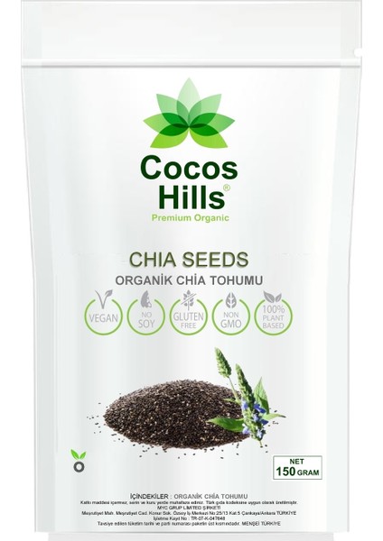 Cocos Hills Chia Seeds Chia Tohumu 150 Gram