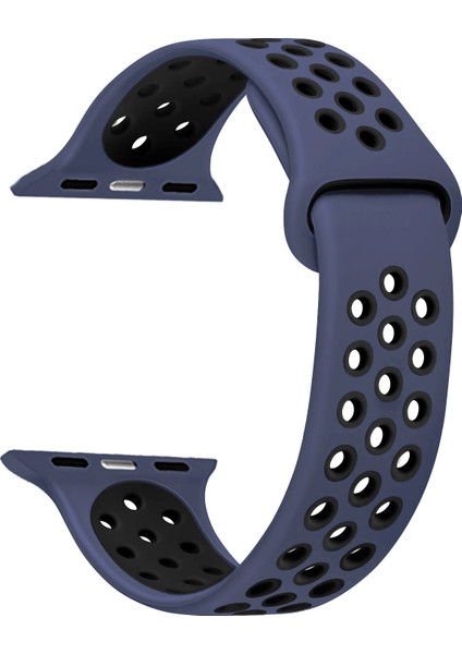 Apple Watch Uyumlu Series 4 40mm Rainbow Sport Band Kordon Lacivert - Siyah