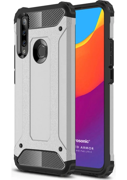 Huawei P40 Lite E Kılıf Rugged Armor Gümüş