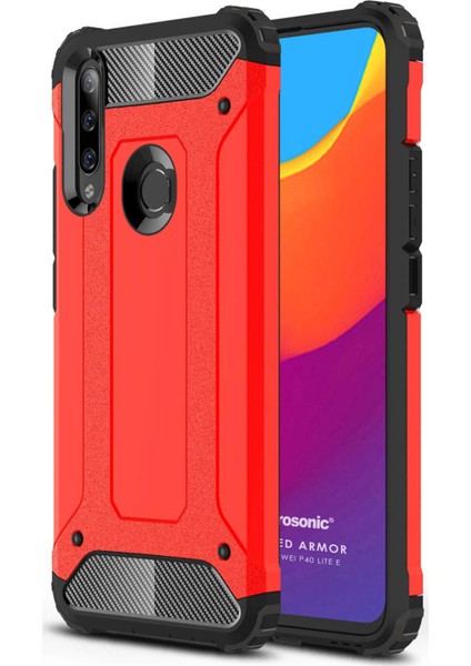 Huawei P40 Lite E Kılıf Rugged Armor Kırmızı