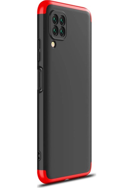 Huawei P40 Lite Kılıf Double Dip 360 Protective Siyah - Kırmızı