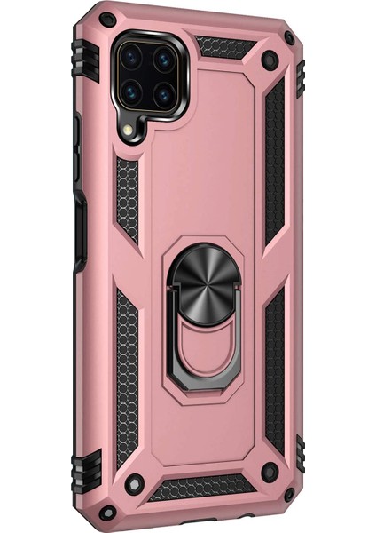 Huawei P40 Lite Kılıf Military Ring Holder Rose Gold