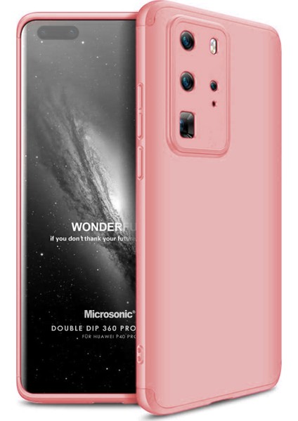 Huawei P40 Pro Kılıf Double Dip 360 Protective Rose Gold