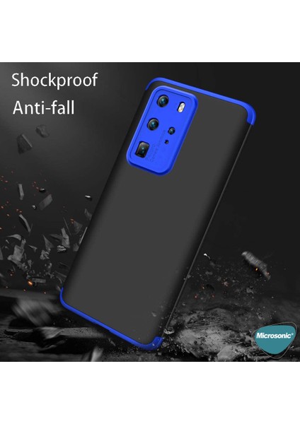 Huawei P40 Pro Kılıf Double Dip 360 Protective Siyah - Kırmızı