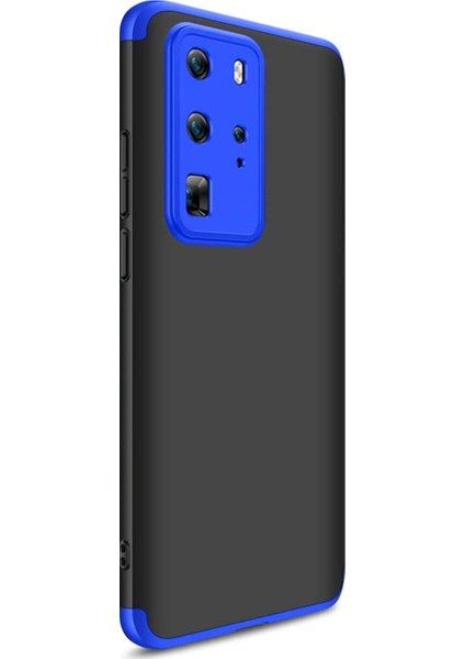 Huawei P40 Pro Kılıf Double Dip 360 Protective Siyah - Mavi