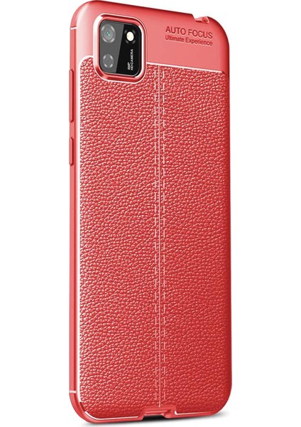 Huawei Y5P Kılıf Deri Dokulu Silikon Kırmızı fiyatları