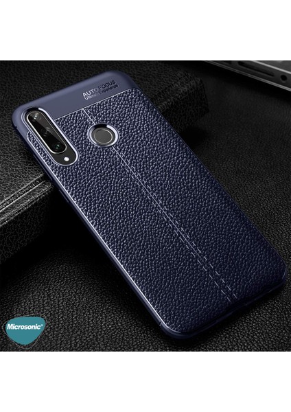 Huawei Y6P Kılıf Deri Dokulu Silikon Lacivert modelleri