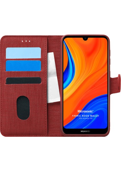 Huawei Y6S Kılıf Fabric Book Wallet Kırmızı