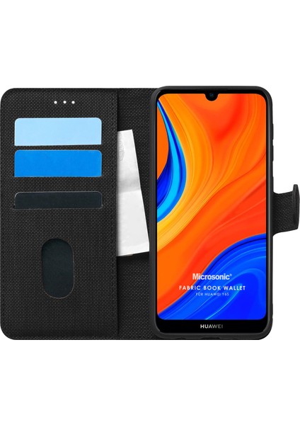 Huawei Y6S Kılıf Fabric Book Wallet Siyah