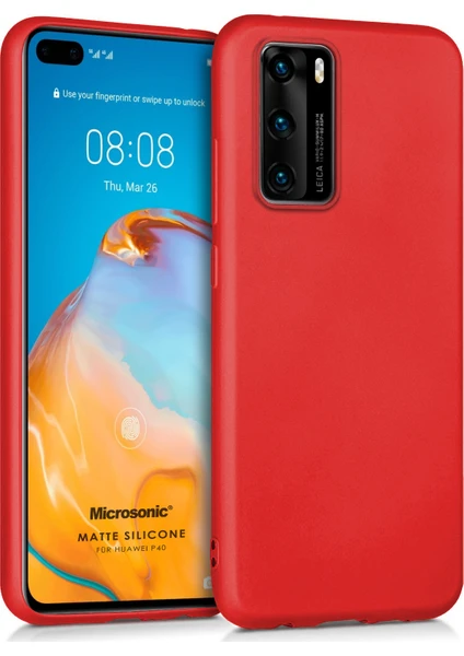 Matte Silikon Huawei P40 Kılıf Kırmızı