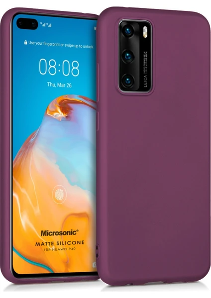 Matte Silikon Huawei P40 Kılıf Mor