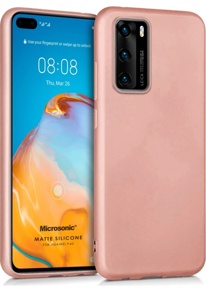 Matte Silikon Huawei P40 Kılıf Rose Gold