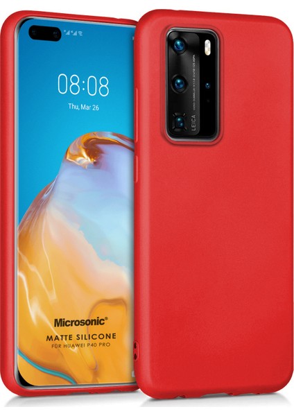 Matte Silikon Huawei P40 Pro Kılıf Kırmızı