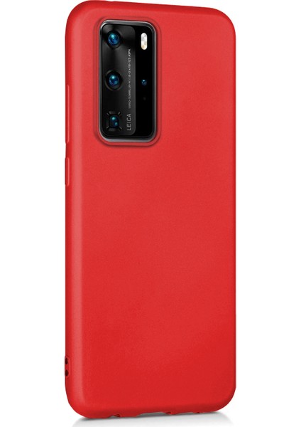 Matte Silikon Huawei P40 Pro Kılıf Kırmızı