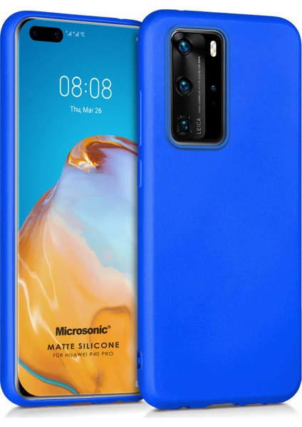 Matte Silikon Huawei P40 Pro Kılıf Mavi