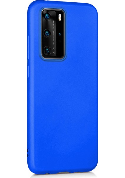 Matte Silikon Huawei P40 Pro Kılıf Mavi