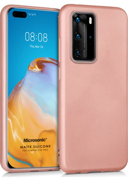 Matte Silikon Huawei P40 Pro Kılıf Rose Gold