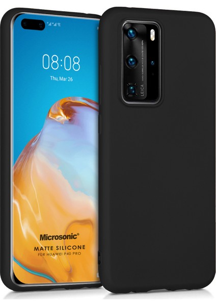 Matte Silikon Huawei P40 Pro Kılıf Siyah