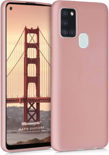Matte Silikon Samsung Galaxy A21s Kılıf Rose Gold