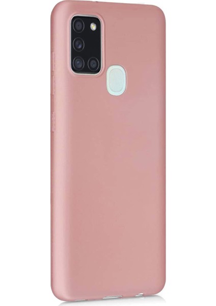 Matte Silikon Samsung Galaxy A21s Kılıf Rose Gold