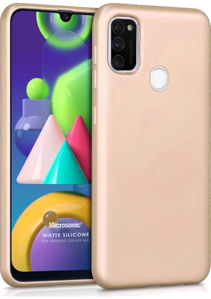 Matte Silikon Samsung Galaxy M21 Kılıf Gold