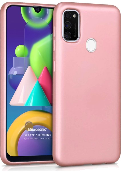 Matte Silikon Samsung Galaxy M21 Kılıf Rose Gold