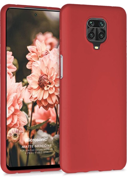 Matte Silikon Xiaomi Redmi Note 9 Pro Kılıf Kırmızı