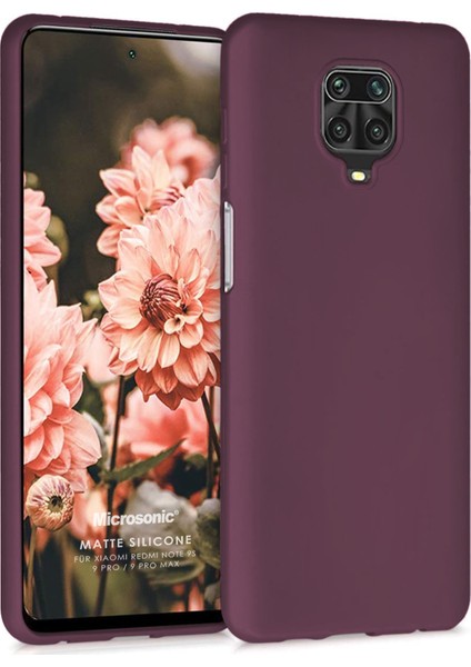 Matte Silikon Xiaomi Redmi Note 9 Pro Max Kılıf Mor