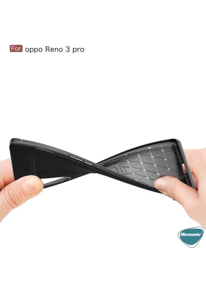 Oppo Reno 3 Pro Kılıf Deri Dokulu Silikon Kırmızı