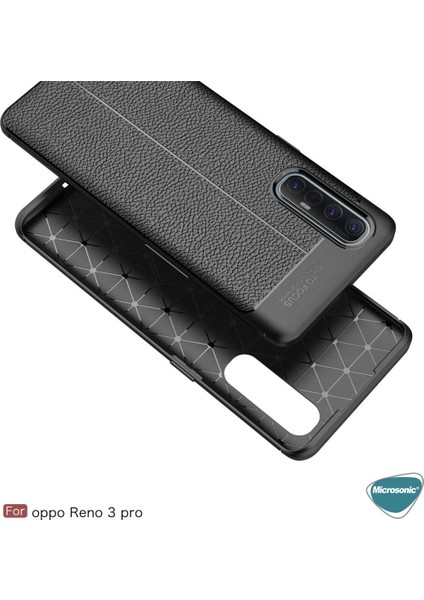 Oppo Reno 3 Pro Kılıf Deri Dokulu Silikon Kırmızı