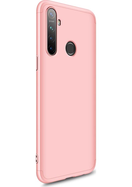 Realme 5 Kılıf Double Dip 360 Protective Rose Gold