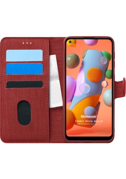 Samsung Galaxy A11 Kılıf Fabric Book Wallet Kırmızı