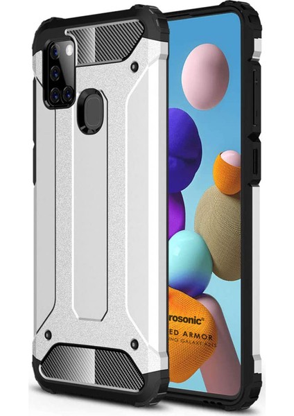 Samsung Galaxy A21s Kılıf Rugged Armor Gümüş