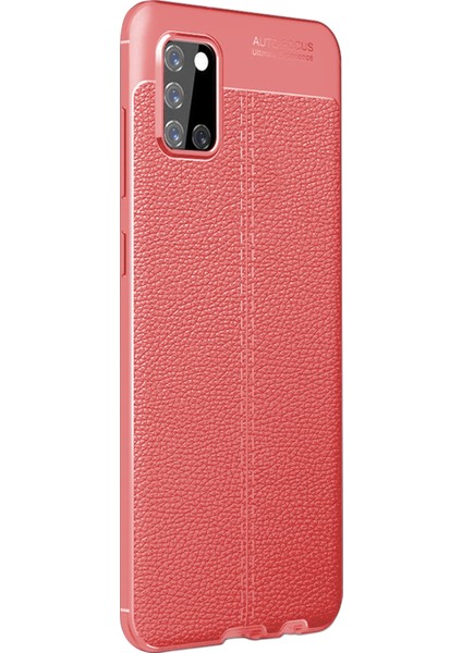 Samsung Galaxy A31 Kılıf Deri Dokulu Silikon Kırmızı